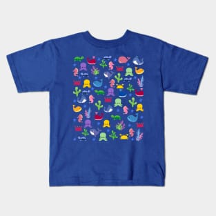 Sea Animal Face Mask, Under The Sea Face Mask, Whale, Turtle, Seahorse. Kids T-Shirt